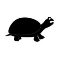 Tortoise silhouette with open mouth.