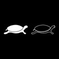 Tortoise turtle icon set white color illustration flat style simple image