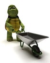 Tortoise with a wheel barrow