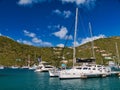 Leisure boats moored at Soper\'s Hole Marina on the western side of Tortola, off Frenchman\'s Cay. Royalty Free Stock Photo