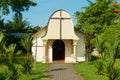 Exterior of the small catholic church in the town of Tortuguero, Costa Rica.