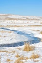 Tortuous river in winter Royalty Free Stock Photo