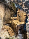 Torture with chair in medieval Ogrodzieniec Castle in Podzamcze village in Silesia region of Poland