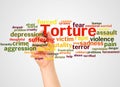 Torture word cloud and hand with marker concept Royalty Free Stock Photo