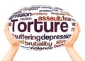 Torture word cloud hand sphere concept Royalty Free Stock Photo