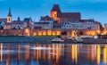 Torun. City embankment along the river at sunset.