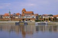 Torun, Poland - Panoramic view of historical district of Torun old town by the Vistula river