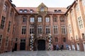 Torun, kujawsko pomorskie / Poland - April, 30, 2020: Museum in the center of the old town. Old tenement houses in the city center Royalty Free Stock Photo