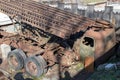 Torun, kujawskopomorskie / Poland - March, 20, 2019: An old dilapidated car for transporting Katyusha rockets. Museum in Torun