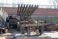 Torun, kujawskopomorskie / Poland - March, 20, 2019: An old dilapidated car for transporting Katyusha rockets. Museum in Torun