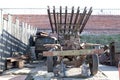 Torun, kujawskopomorskie / Poland - March, 20, 2019: An old dilapidated car for transporting Katyusha rockets. Museum in Torun