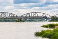 Torun, Poland - August 11, 2021. Ernest Malinowski Railway Bridge - Most kolejowy im. Ernesta Malinowskiego - in Summer