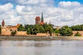 Torun, Poland - August 11, 2021. Panoramic view on the Old Town of opposite side of the river Royalty Free Stock Photo