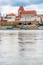 Torun, Poland - August 11, 2021. Panoramic view on the Old Town of opposite side of the river Royalty Free Stock Photo