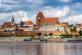 Torun, Poland - August 11, 2021. Panoramic view on the Old Town of opposite side of the river Royalty Free Stock Photo