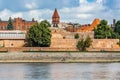 Torun, Poland - August 11, 2021. Panoramic view on the Old Town of opposite side of the river Royalty Free Stock Photo