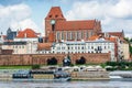 Torun, Poland - August 11, 2021. Panoramic view on the Old Town of opposite side of the river Royalty Free Stock Photo