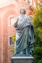 TORUN, POLAND - AUGUST 27, 2014: Statue of Nicolaus Copernicus, Renaissance mathematician and astronomer, in Torun