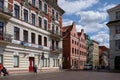 TORUN, POLAND - 07 August 2021: Townhouses around main square of Torun city Royalty Free Stock Photo