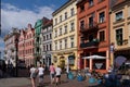 TORUN, POLAND - 07 August 2021: Townhouses around main square of Torun city Royalty Free Stock Photo