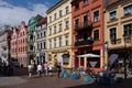 TORUN, POLAND - 07 August 2021: Townhouses around main square of Torun city Royalty Free Stock Photo