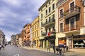 Torun, Poland - Historical quarter of Torun old town - Chelminska street with traditional tenements