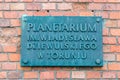 Plate with the inscription Planetarium WladysÃâaw Dziewulski in Torun