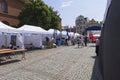 Torun,Poland - June 22, 2023: preparations for the convention of the cities of the new hansa , 43rd International Hanseatic Day Royalty Free Stock Photo