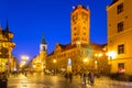 Torun, Poland - March 30, 2019: Architecture of the old town in Torun at dusk, Poland. Torun is one of the oldest cities in Poland Royalty Free Stock Photo