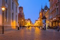 Torun, Poland - March 30, 2019: Architecture of the old town in Torun at dusk, Poland. Torun is one of the oldest cities in Poland Royalty Free Stock Photo