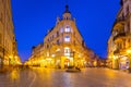 Torun, Poland - March 30, 2019: Architecture of the old town in Torun at dusk, Poland. Torun is one of the oldest cities in Poland Royalty Free Stock Photo