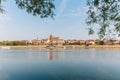 Torun. View from behind the Wisla River to the old medieval city walls and architecture. Poland Royalty Free Stock Photo