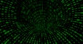 Torus Core with Green Digital Matrix - 3D Image Numerical Hypnotic Tunnel - Abstract Op Art Background