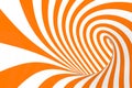 Torus 3D optical illusion raster illustration. Hypnotic white and orange tube image. Contrast twisting loops, stripes ornament.