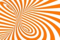 Torus 3D optical illusion raster illustration. Hypnotic white and orange tube image. Contrast twisting loops, stripes ornament.