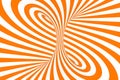 Torus 3D optical illusion raster illustration. Hypnotic white and orange tube image. Contrast twisting loops, stripes ornament.