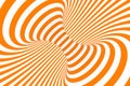 Torus 3D optical illusion raster illustration. Hypnotic white and orange tube image. Contrast twisting loops, stripes ornament.