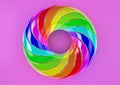 Torus of Doubly Twisted Strips (Magenta Background) - Abstract Colorful Shape 3D Illustration
