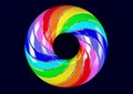 Torus of Doubly Twisted Strips - Abstract Colorful Shape 3D Illustration