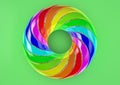 Torus of Doubly Twisted Strips (Green Background) - Abstract Colorful Shape 3D Illustration