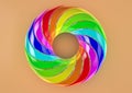 Torus of Doubly Twisted Strips (Orange Background) - Abstract Colorful Shape 3D Illustration