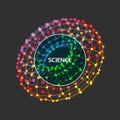Torus. Object with lines and dots. Molecular grid. Technology st