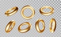 Torus in various projections on transparent background. Gold realictick 3d torus model icons