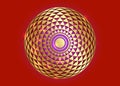 Torus Yantra, Gold Hypnotic Eye sacred geometry basic element. Golden Logo Circular mathematical ornament. Circular pattern sign Royalty Free Stock Photo