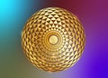 Torus Yantra, Gold Hypnotic Eye sacred geometry basic element. Golden Logo Circular mathematical ornament. Circular pattern sign Royalty Free Stock Photo