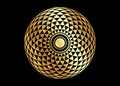 Torus Yantra, Gold Hypnotic Eye sacred geometry basic element. Golden Logo Circular mathematical ornament. Circular gold pattern Royalty Free Stock Photo