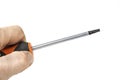 Torx screwdriver with plastic handle on the white. Royalty Free Stock Photo