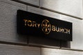 Tory Burch logo store in Milan`s Fashion District, Montenapoleone area Milan, Italy - 24.09.2020 Royalty Free Stock Photo
