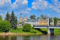 Old town bridge over the Tertsa river in Torzhok