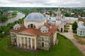 Torzhoksky Borisoglebsky Cathedral. View from the bell tower of Boris and Gleb monastery. Torzhok, Russia